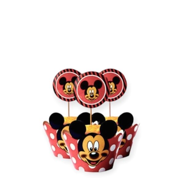 NEW Mickey Mouse Cupcake Stand & Cupcake Wrappers Set - Picture 2 of 3